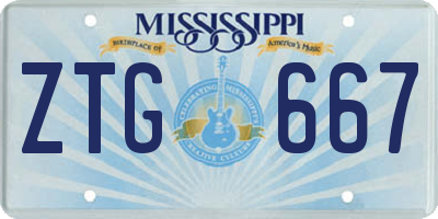 MS license plate ZTG667
