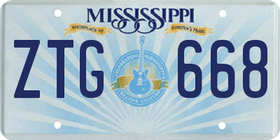 MS license plate ZTG668
