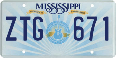 MS license plate ZTG671
