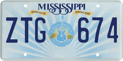 MS license plate ZTG674