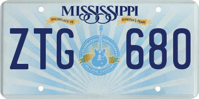 MS license plate ZTG680