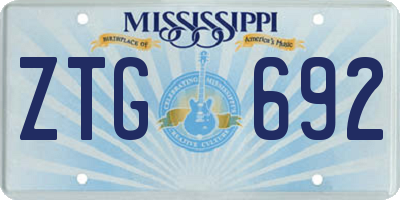MS license plate ZTG692