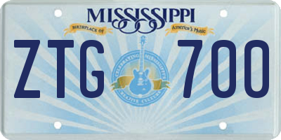 MS license plate ZTG700