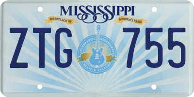 MS license plate ZTG755