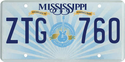 MS license plate ZTG760