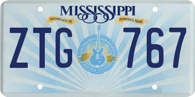 MS license plate ZTG767