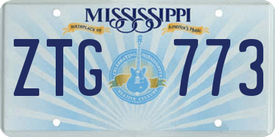 MS license plate ZTG773