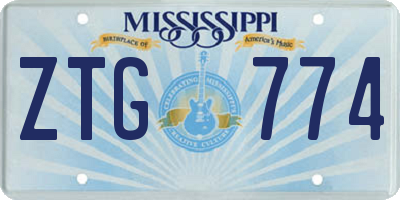 MS license plate ZTG774