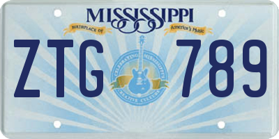 MS license plate ZTG789