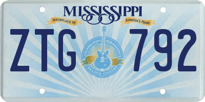 MS license plate ZTG792