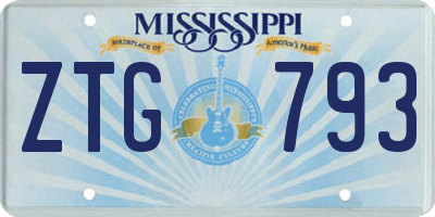 MS license plate ZTG793