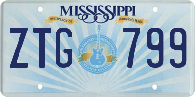 MS license plate ZTG799