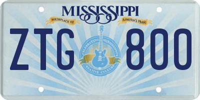 MS license plate ZTG800