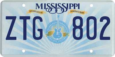 MS license plate ZTG802