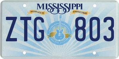 MS license plate ZTG803