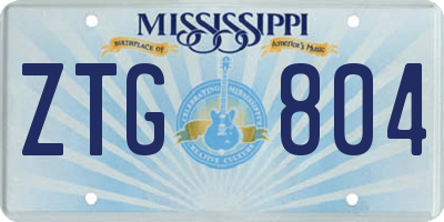 MS license plate ZTG804