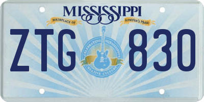 MS license plate ZTG830