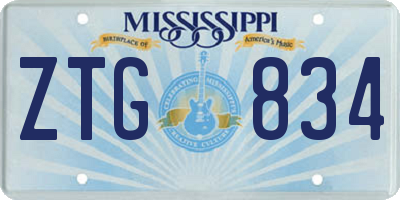 MS license plate ZTG834