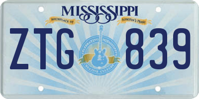MS license plate ZTG839
