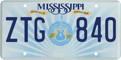 MS license plate ZTG840