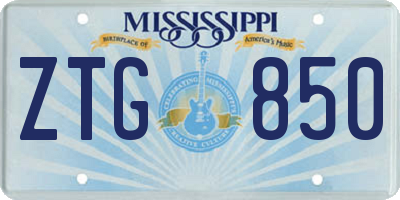 MS license plate ZTG850
