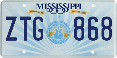 MS license plate ZTG868