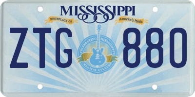 MS license plate ZTG880