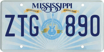 MS license plate ZTG890