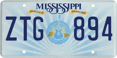 MS license plate ZTG894