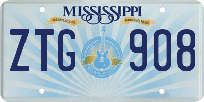 MS license plate ZTG908
