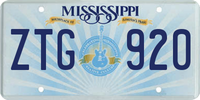 MS license plate ZTG920
