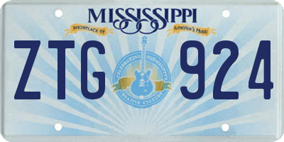 MS license plate ZTG924