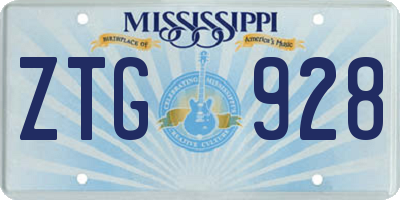 MS license plate ZTG928