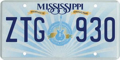 MS license plate ZTG930