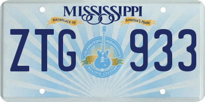 MS license plate ZTG933