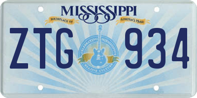 MS license plate ZTG934