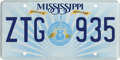 MS license plate ZTG935
