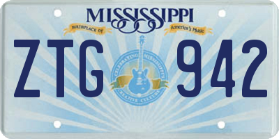 MS license plate ZTG942