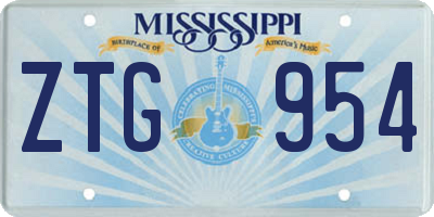 MS license plate ZTG954