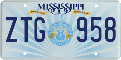 MS license plate ZTG958