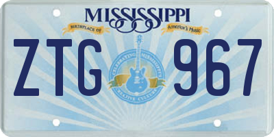 MS license plate ZTG967