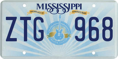MS license plate ZTG968