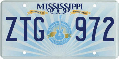 MS license plate ZTG972