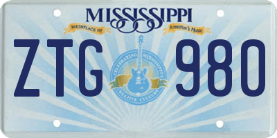 MS license plate ZTG980