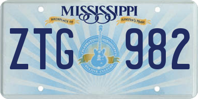 MS license plate ZTG982