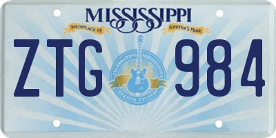 MS license plate ZTG984