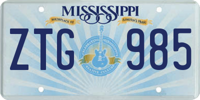 MS license plate ZTG985