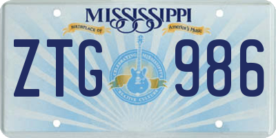MS license plate ZTG986