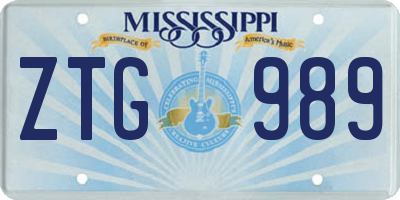 MS license plate ZTG989