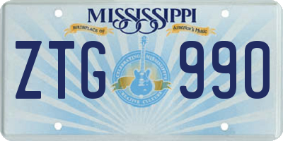 MS license plate ZTG990